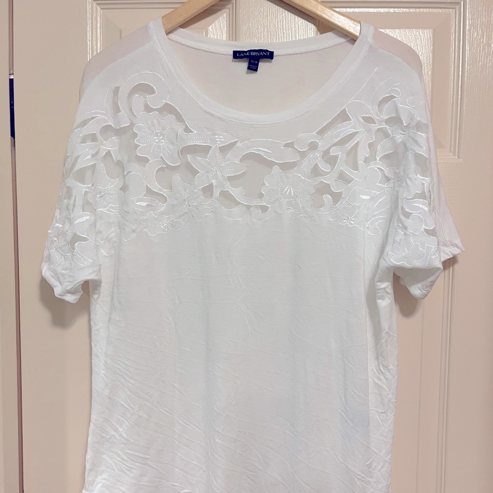 Lane Bryant Lace Detail Top, white, size 14/16